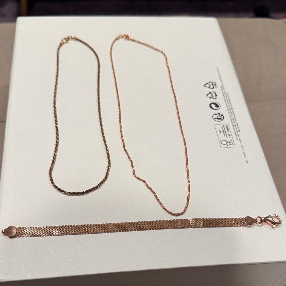 Rose Gold Necklaces and Bracelet Set